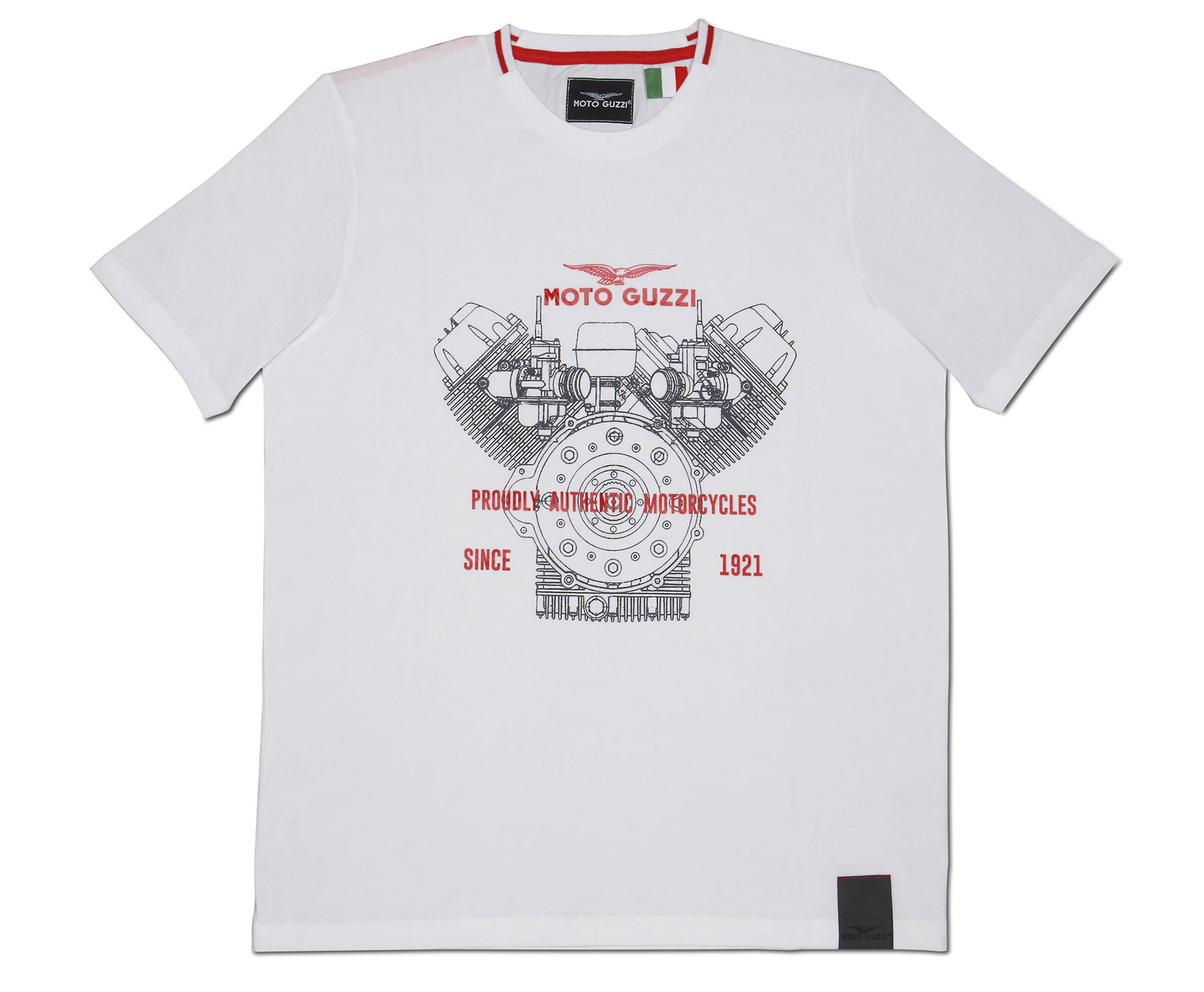 Moto Guzzi Herren T-Shirt Classic Baumwolle weiss